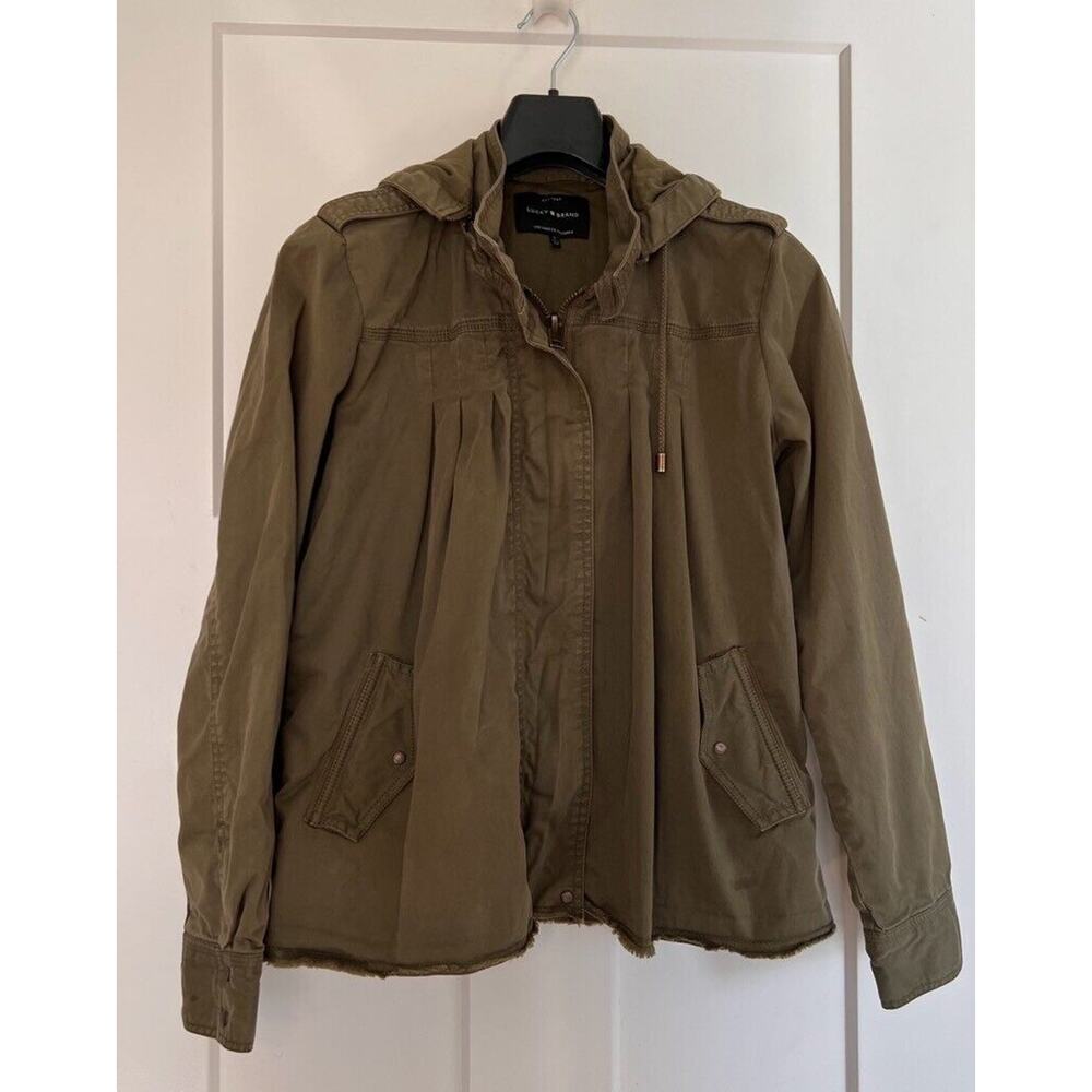 Lucky Brand Military Jacket Green Full Zip Hood Long Sleeve Pockets S